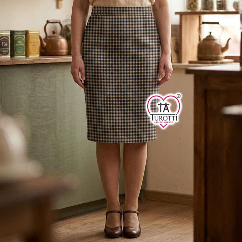 Gonna Donna Elena Monella Elegante e Versatile fantasia a quadretti - immagine 2