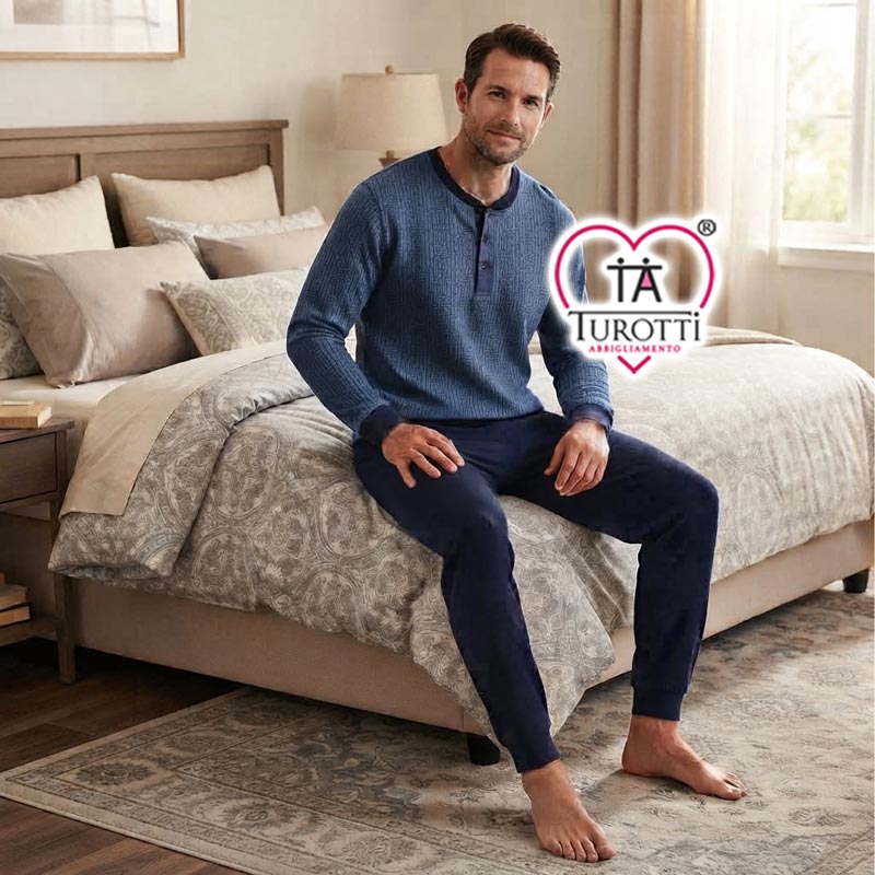 Pigiama Uomo Serafino LINCLALOR YOU 365 Manica Lunga Articolo 92362 pantalone lungo con polsi