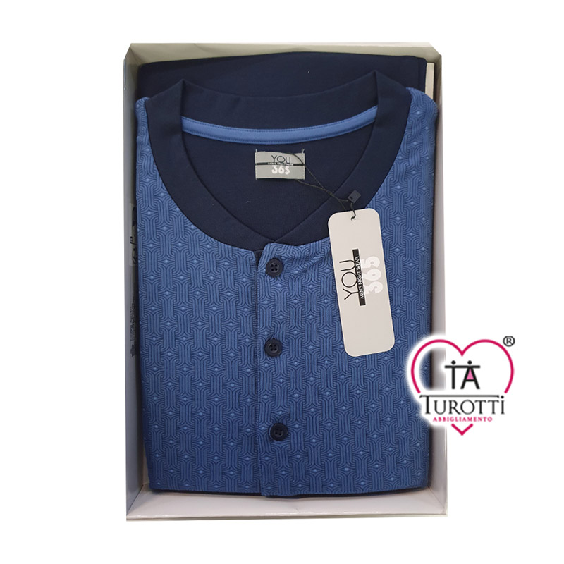 Pigiama Uomo Serafino LINCLALOR YOU 365 Manica Lunga Articolo 92362 pantalone lungo con polsi - immagine 3
