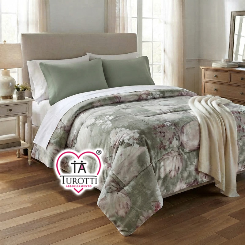 Trapunta Matrimoniale Velluto Carillo Home Perla Variante 101 salvia - immagine 2